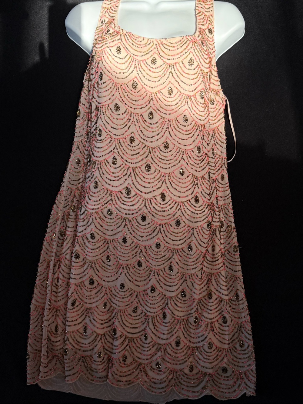 Moulinette Soeurs Pink and Gold Beaded Mini Dress - Picture 3 of 6